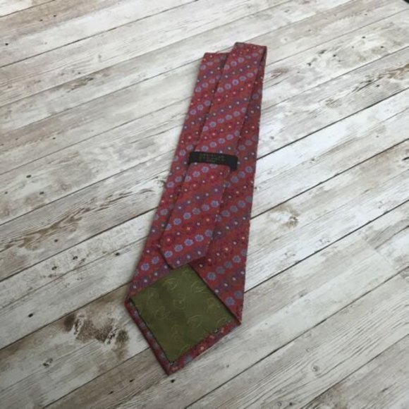 Christian Lacroix Mens Tie Necktie Navy Red Floral 100% Silk Made in Italy - Picture 6 of 8